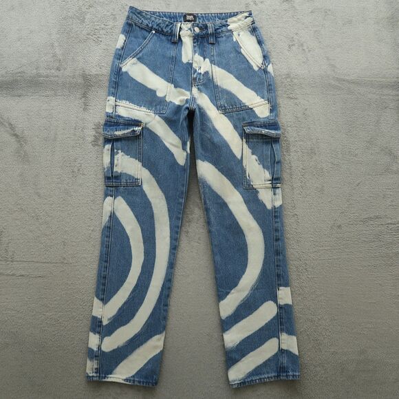 Simple Society Cargo Jeans Juniors Size 5/27 High-Rise Straight Denim 30" Inseam - Picture 1 of 16